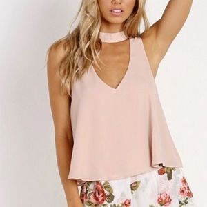 Show me your mumu Casey collar top in blush pink